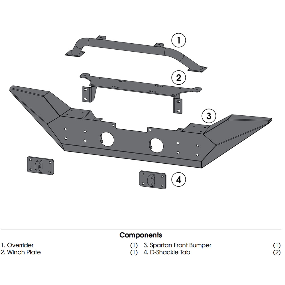 Rugged Ridge 11548.01 Spartan Front Bumper Jeep JK Wrangler