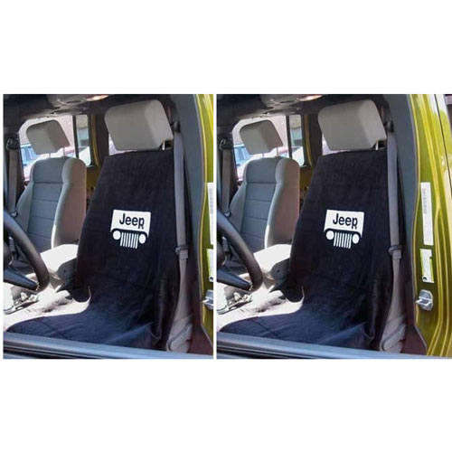 SeatArmour 100JEPGBx2 - Seat Towel Pair Jeep Grille Logo Black