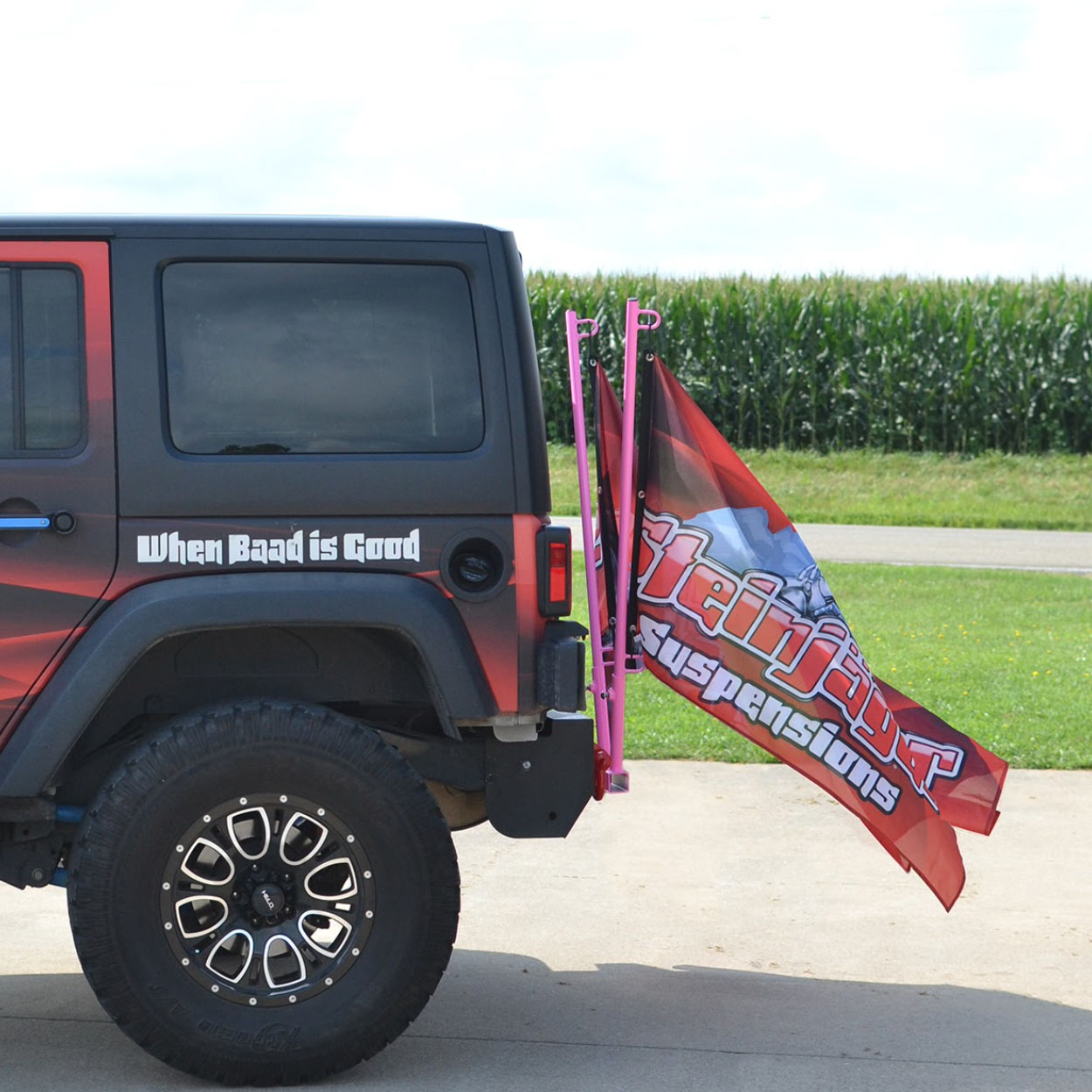 Red Baron 2 Receiver Dual Flag Holder For Jeep Wrangler YJ TJ JK Steinjager
