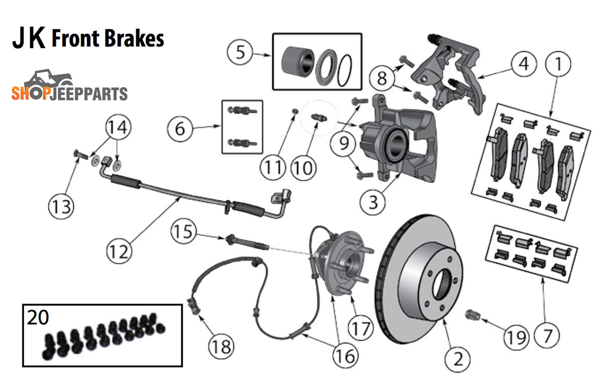 2007-18 Jeep Wranglers JK Front Brake Parts