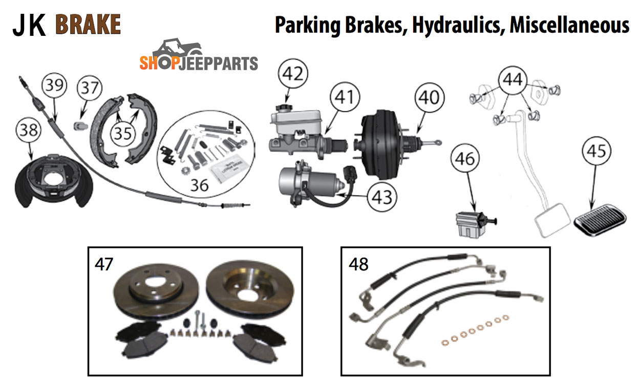 2007-18 Jeep Wranglers JK Parking Brake Parts