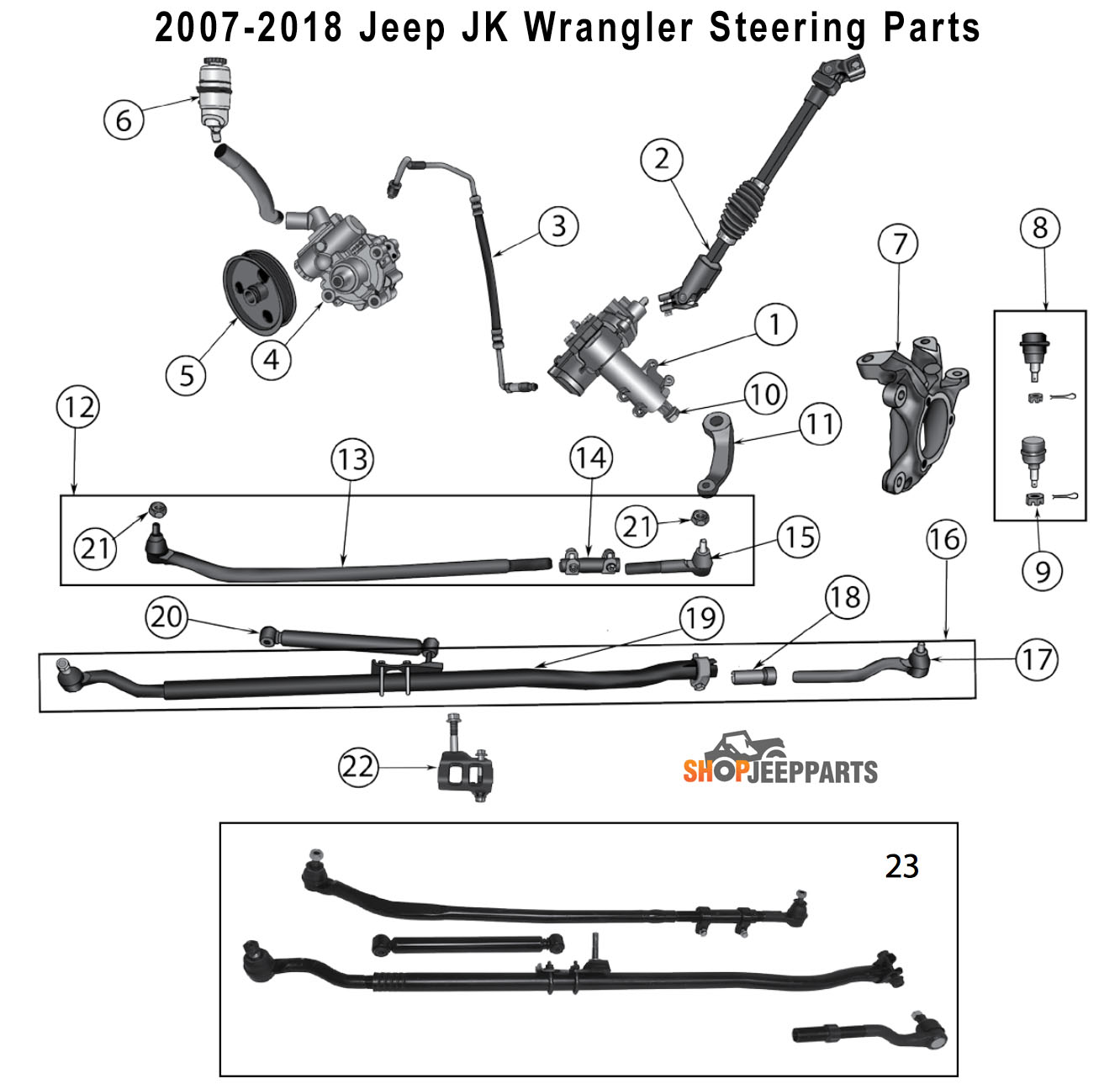 200718 Jeep Wranglers JK Steering Parts